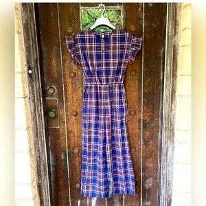 TEA Collection | Flutter sleeve Plaid Jumpsuit